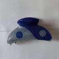 Pince à cheveux Yin Yang en acrylique avec paillettes bleues et argentées brillantes - Bleu Pailleté (9cm)