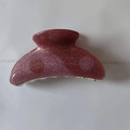 Pince à cheveux Yin Yang en acrylique rose pailleté avec ressort métallique argenté - Rose Clair Pailleté (9cm)