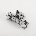 Elegant black and white tortoiseshell acetate hair claw clip with butterfly design - Square Hollow Clip