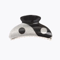 Pince à cheveux Yin Yang avec paillettes noires et argentées pour demi-queue - Noir Pailleté (9cm)