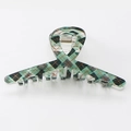 Pince à cheveux en acrylique à carreaux vert et noir avec motif tartan rétro élégant - Plaid Vert Foncé Croisé