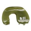 Pinza para el pelo de acetato verde oliva con letra H plateada y acabado brillante - Verde 9cm