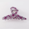 Grande pince à cheveux en acrylique à motif damier violet et blanc pour femme - Plaid Violet Foncé Croisé