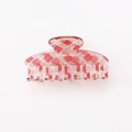 Grande pince à cheveux à carreaux rouges et verts en acrylique translucide poli - Plaid Rose en Arc