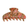 Grande molletta per capelli in acetato marmorizzato rosa e marrone su sfondo bianco - Righe Geometriche Multicolore