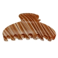 Large tortoiseshell acetate hair claw clip with dark brown and cream stripes - Coffee Stripe