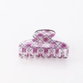 Pince à cheveux en acrylique à carreaux violet et rose pour queue de cheval - Plaid Violet Foncé en Arc