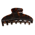 Large tortoiseshell acetate hair claw clip with dark brown marble pattern for women - Dark Leopard Print