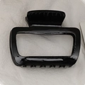 Classic hollow rectangular black acetate hair claw clip with a glossy finish - 6.5cm / Classic Black