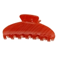 Large tortoiseshell hair claw clip in orange marble gradient finish for long hair styling - Dark Red Pattern