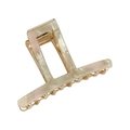 Eleganter rechteckiger Acetat-Haarclip mit Perlmutt-Marmor-Textur und Gold-Metall-Clip - Irisierendes Grün