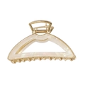 Pince à cheveux minimaliste en acétate blanc crème nacré avec cadre en métal doré - Style Demi-cercle