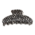 Classic black and white floral pattern acetate hair claw clip with glossy finish - Black and White Plaid