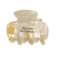 Pince à cheveux chic en acétate avec motif mosaïque nacrée pour femmes élégantes - Jaune Coquille 3.5cm
