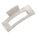 Elegant ivory white iridescent rectangular hair claw clip with a hollow design - 10cm / Mermaid Color