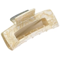 Minimalist cream marble square hair claw clip with cutout design and acetate finish - 10cm / Beige
