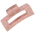 Pink marble texture rectangular hair claw clip with semi-transparent acrylic finish - 10cm / Sakura Pink