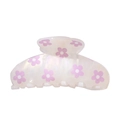Irisierende weiße Haarklammer aus Acryl mit violettem Blumenmuster im koreanischen Stil - Lila Blumenstil (Wg21#)