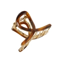 Elegant gold metal hair claw clip with amber tortoiseshell resin finish and strong grip - Medium Large / Amber