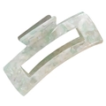 Large square hair claw clip in white with elegant light green marble pattern finish - 10cm / Fresh Green