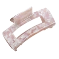 Rectangle matte pink and white marble texture hair claw clip for elegant hairstyles - 10cm / Gem Pink