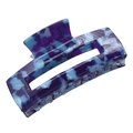 Elegant purple and blue acetate hair claw clip with rectangle hollow design for thick hair - 10cm / Sapphire Blue