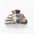 Beige leopard print and dark brown acrylic hair claw clip with crystal flower detail - Dark Green Coffee