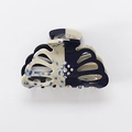 Navy blue and cream marble cutout hair claw clip with cross crystal embellishments - Black Coffee