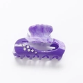 Purple marble pattern acrylic hair claw clip with rhinestones for elegant styling - Taro Purple