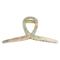 Grande molletta per capelli 14cm in acetato con motivo floreale verde e rosa - 14cm / Azzurro