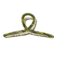 Pinza per capelli 14cm in acetato verde oliva marmorizzato con elegante design a croce - 14cm / Verde Vetro