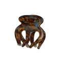 Mini acetate hair claw clip with dark brown and light blue tortoiseshell pattern - Glazed Coffee Tortoise / 3cm
