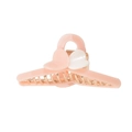 Pince à cheveux rose en acétate avec motifs de cœurs blancs pour accessoires - 11.5CM / Coeur en Couleurs Rose et Blanc