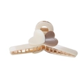 Pince à cheveux élégante en acétate blanc crème avec motif de cœur et ressort doré - 11.5CM / Coeur en Couleurs Café et Blanc