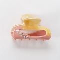 Beige and dusty pink acrylic claw clip with sparkling rhinestones for women - Light Yellow