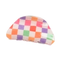 Colorful checkered acrylic hair claw clip with vibrant pink and green patterns - Multi-color Plaid
