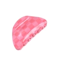 Pink checkered acrylic claw clip with a half-moon design for elegant hair styling - Pink Gingham