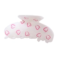 Perlmuttweiße Acryl-Haarklammer mit rosa Herzmustern für Damen und Mädchen - Herzmuster Stil (Wg21#)