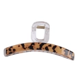 Pinza para el pelo de acrílico con estampado de leopardo y carey con muelle dorado - Barra Recta Leopardo 12cm