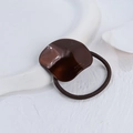 Élastique à cheveux en acétate marron foncé avec texte gravé Barrette La France - 4.5CM / Carré / café