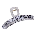 Pinza para el cabello en forma de M con acetato jaspeado blanco y negro y base clara - Barra Recta Leopardo Gris 12cm
