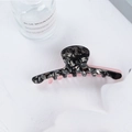 Pinza para el pelo rectangular de acetato rosa y jaspeado para un estilo elegante - Pinza Recta 12cm