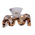 Elegante pinza de pelo de acrílico con estampado de leopardo y base transparente - Pinza Forma M Leopardo 9cm