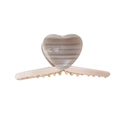 Pince à cheveux beige en forme de cœur avec rayures grises pour coiffure style coréen - 11.5CM / Cœur Gris