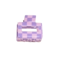 Molla per capelli quadrata in acrilico con motivo a scacchi viola e rosa per acconciature - Piccolo / Quadretti Viola