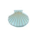 Sweet light blue shell-shaped acrylic hair claw clip with golden accent lines for women - 6.5cm / Sky Blue