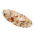 Elegant oval acetate hair clip with marble stone pattern in neutral and pastel tones - Floral Light Coffee 9cm