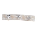 Cream marble acetate hair clip with three sparkling heart rhinestones and gold base - 7cm / Shell White