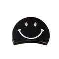 Minimalistische schwarze Acryl Haarklammer halbrund mit weißem Smiley-Design - Schwarz