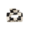 Mini acetate hair claw clip with a classic black and white checkerboard pattern finish - Checkerboard Square Hollow